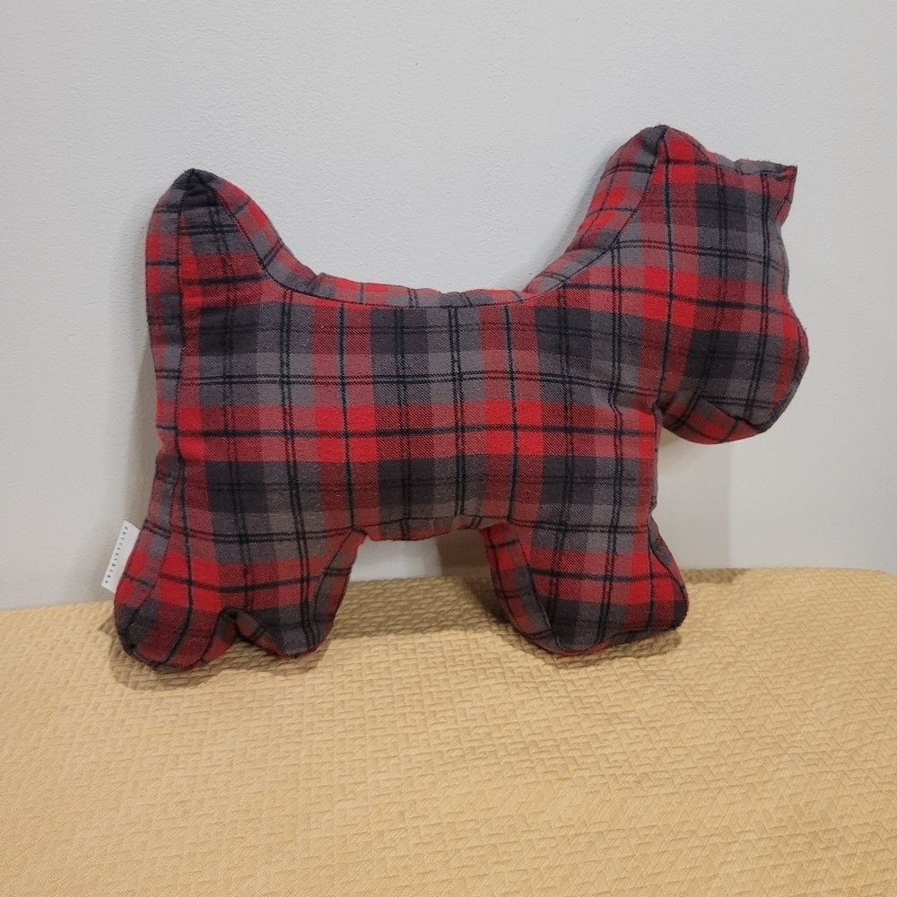 Pottery barn Flannel Red/black Scotty Dog Plush Pillow